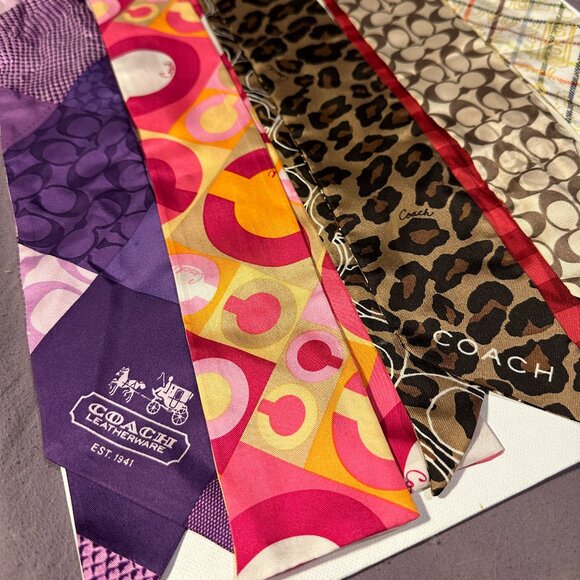 Lot of 5 Coach Silk Skinny Scarves - Picture 2 of 12